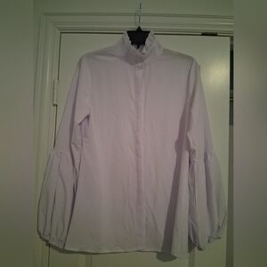 Elegant White Blouse With Light Lavander Tint
